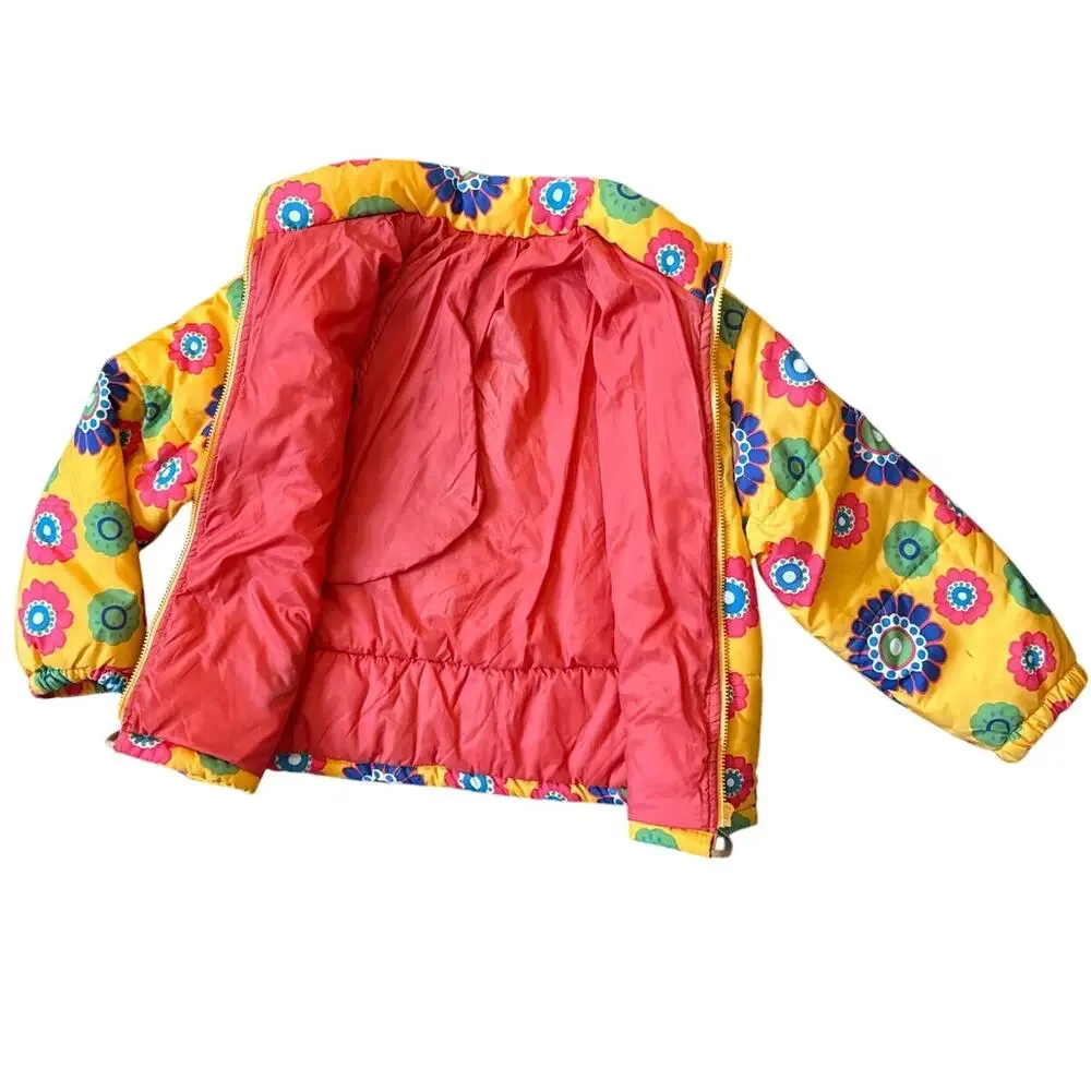 Benetton Kids Bright Flower Print Winter Parka Size Medium